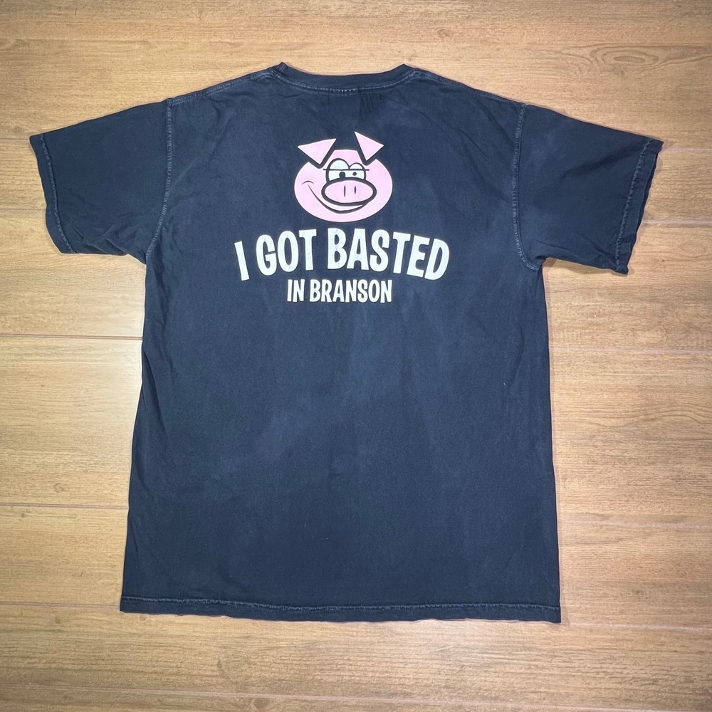 Comfort Colors Gettin Basted Branson MO Pig Graphic T Shirt Size Large‎ - Picture 5 of 8